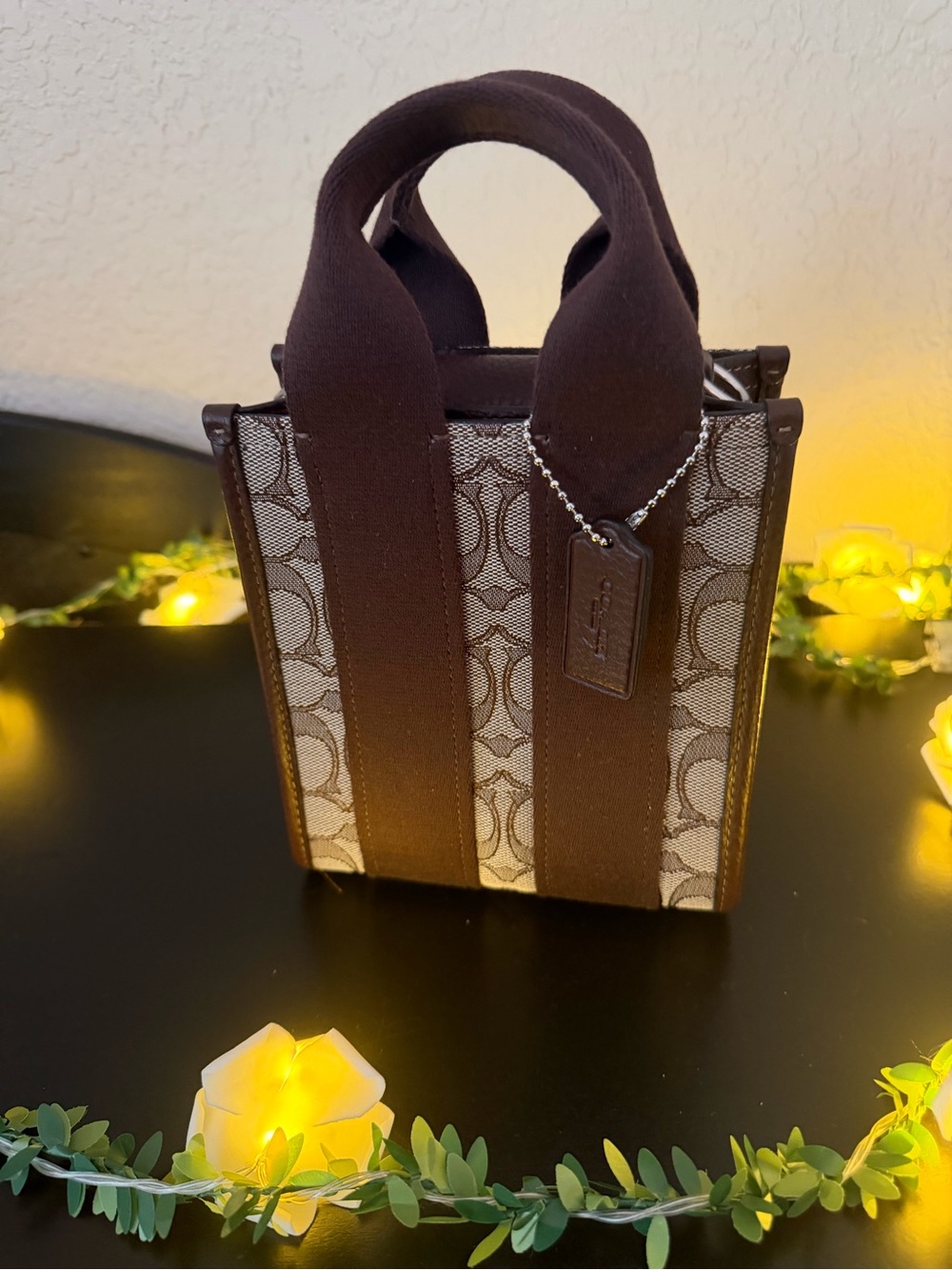 Coach Brown Smith Mini Tote Bag In Signature Jacquard 2025